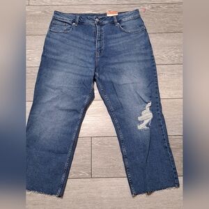 Brand New George Blue Distressed High Waist Straight Leg Women's Jeans